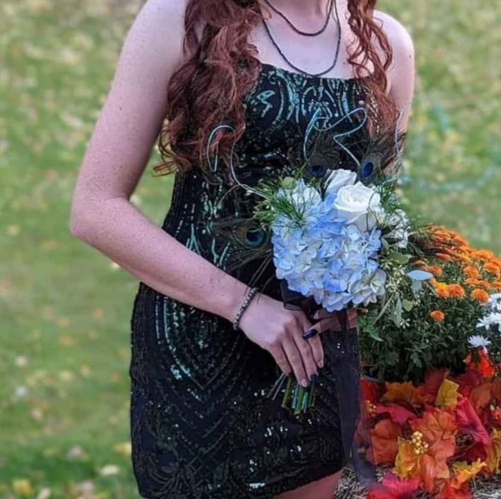 Black and Green Sequin Dress